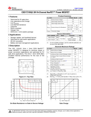 CSD17318Q2 数据手册首页