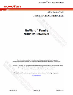 NUC122 数据手册首页