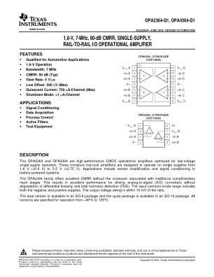 OPA4364-Q1 数据手册首页
