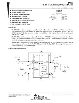 TPA152 datasheet cover page