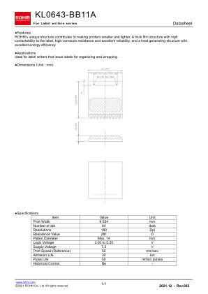 KL0643-BB11A datasheet cover page