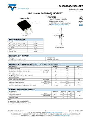 SUD08P06-155L-GE3 数据手册首页