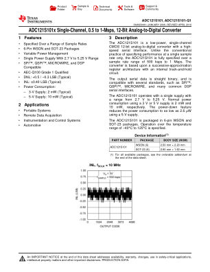 ADC121S101-Q1 数据手册首页