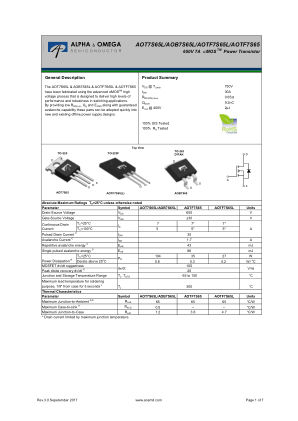 AOB7S65L datasheet cover page