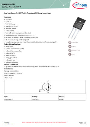 IKW30N65ET7 datasheet cover page