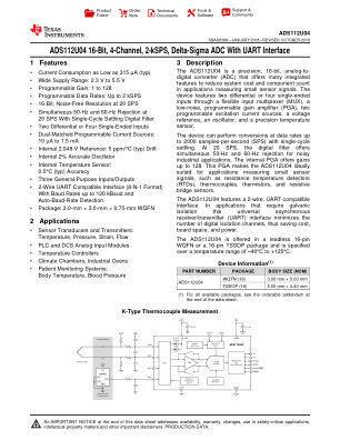 ADS112U04 datasheet cover page