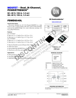 FDMD8540L datasheet cover page
