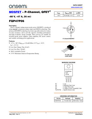 FQP47P06 数据手册首页