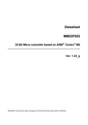 MM32F003 datasheet cover page