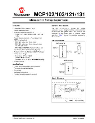 MCP121T-240E 数据手册首页
