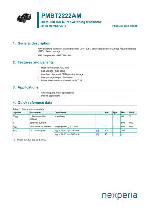 PMBT2222AMYL datasheet cover page