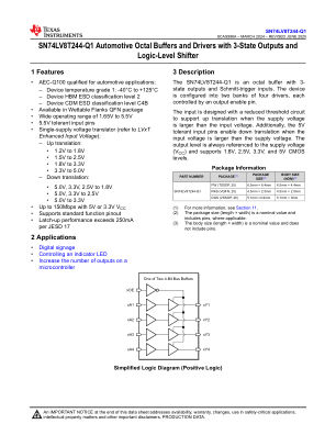 SN74LV8T244-Q1 datasheet cover page
