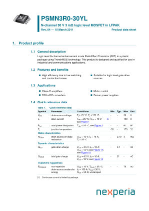 PSMN3R0-30YL 数据手册首页