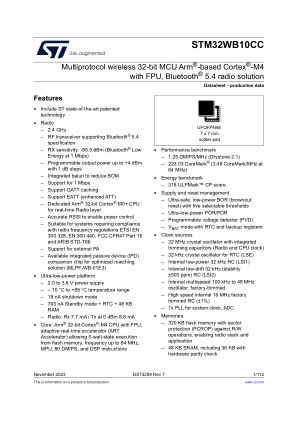 STM32WB10CC datasheet cover page