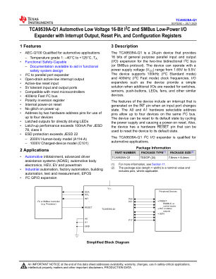 TCA9539A-Q1 datasheet cover page