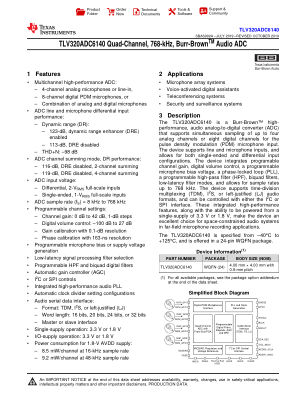 TLV320ADC6140 datasheet cover page