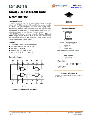 MM74HCT00 数据手册首页