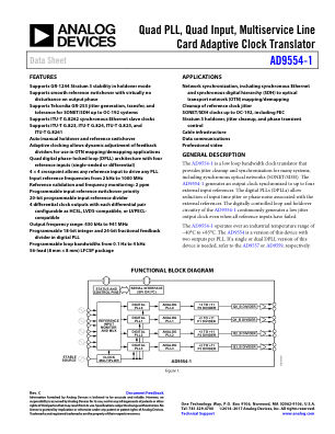 AD9554-1 数据手册首页