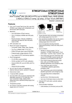 STM32F334x4-x6-x8 数据手册首页
