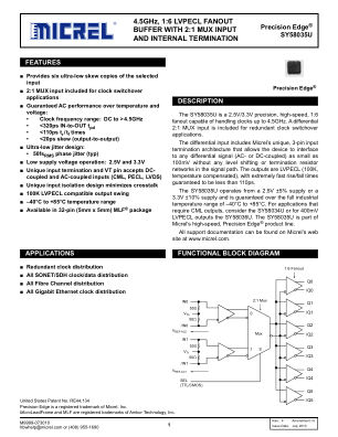 SY58035UMG 数据手册首页