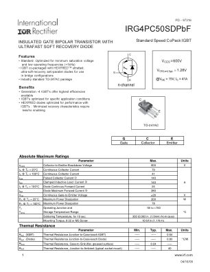 IRG4PC50SD 数据手册首页