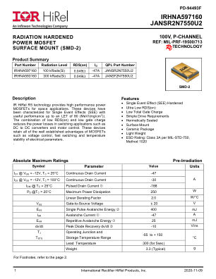 IRHNA597160 datasheet cover page