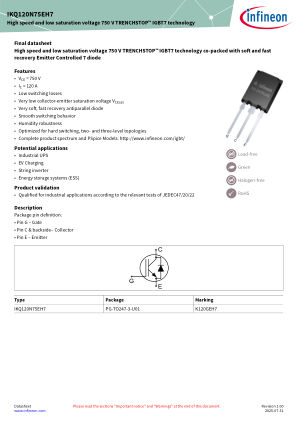 IKQ120N75EH7 数据手册首页