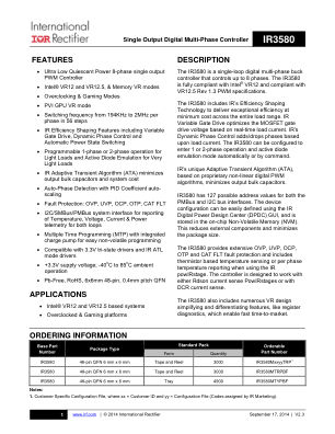IR3580 datasheet cover page