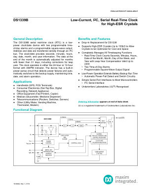 DS1339B datasheet cover page