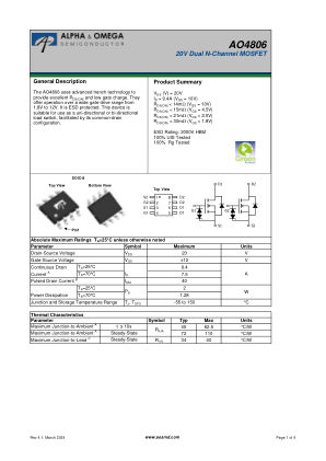 AO4806 datasheet cover page