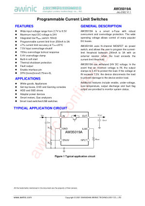 AW35019A datasheet cover page