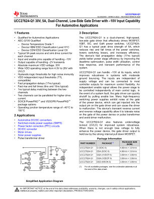 UCC27624-Q1 datasheet cover page