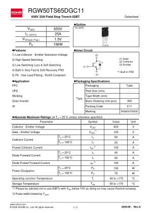RGW50TS65D 数据手册首页