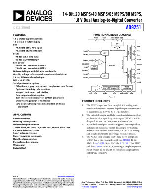 AD9251 数据手册首页