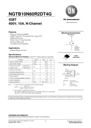 NGTB10N60R2DT4G 数据手册首页