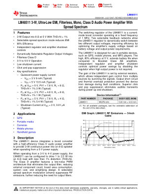 LM48511 datasheet cover page