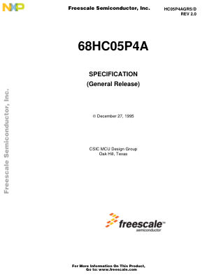 HC05P4AGRS datasheet cover page