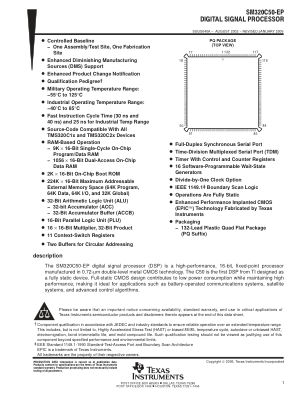 SM320C50-EP datasheet cover page