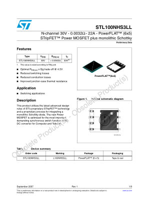 STL100NHS3LL datasheet cover page