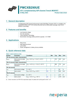 PMCXB290UEZ datasheet cover page