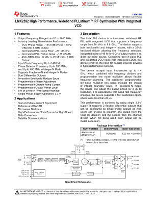 LMX2592 datasheet cover page
