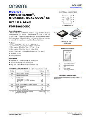 FDMS86500DC datasheet cover page