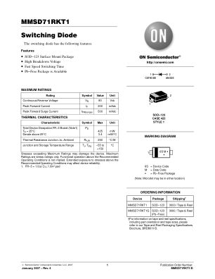 MMSD71RKT1 datasheet cover page