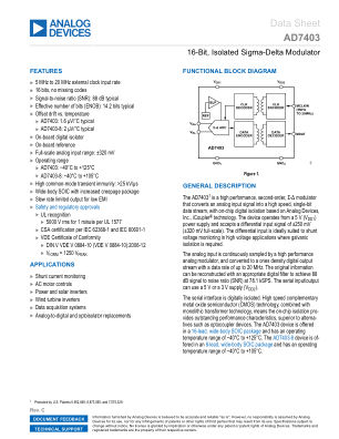 AD7403 datasheet cover page