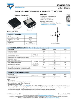 SQS484CENW 数据手册首页