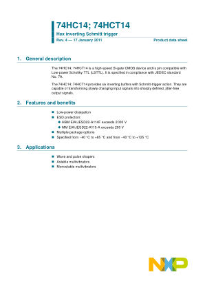 74HC14D datasheet cover page