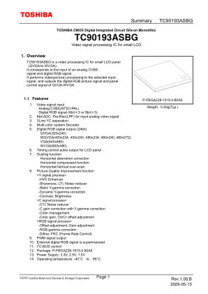 TC90193ASBG datasheet cover page