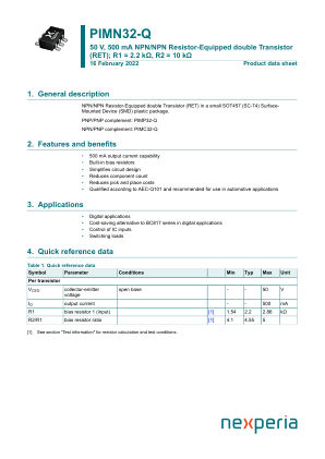 PIMN32-QX datasheet cover page