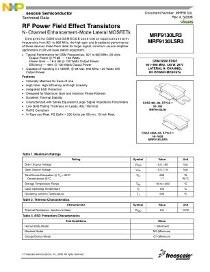 MRF9130L datasheet cover page