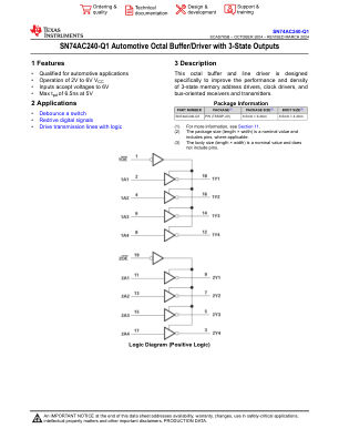 SN74AC240-Q1 数据手册首页